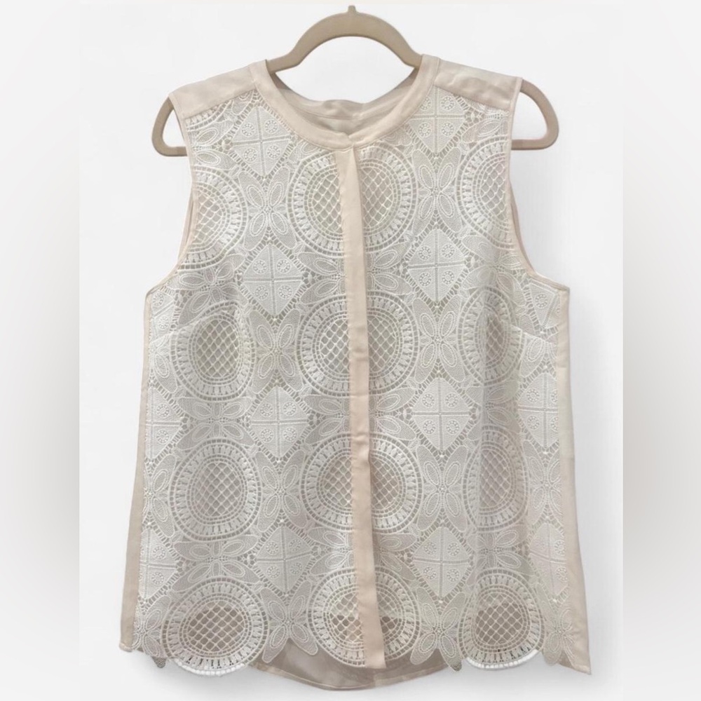 Diane Von Furstenberg Sleeveless Silk & Lace Blouse